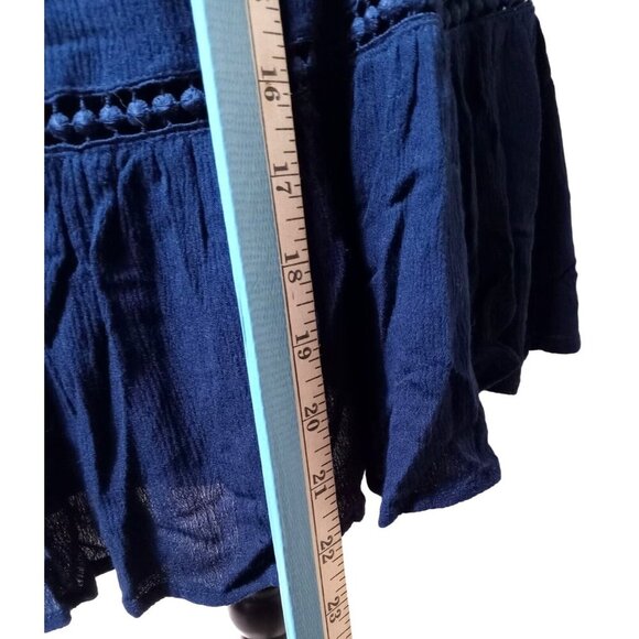 Paper Crane Womens Navy Blue Spaghetti Strap Off Shoulder Long Flare Sleeve Dres - Picture 7 of 8